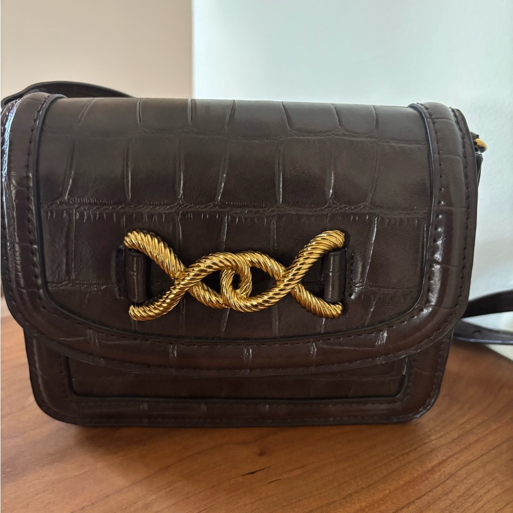 Zara Elegant Brown Leather Crossbody Bag - Picture 1 of 12